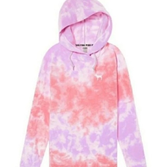 PINK Victoria's Secret Tops - VS Pink Crossover Tie Dye Pink Hoodie